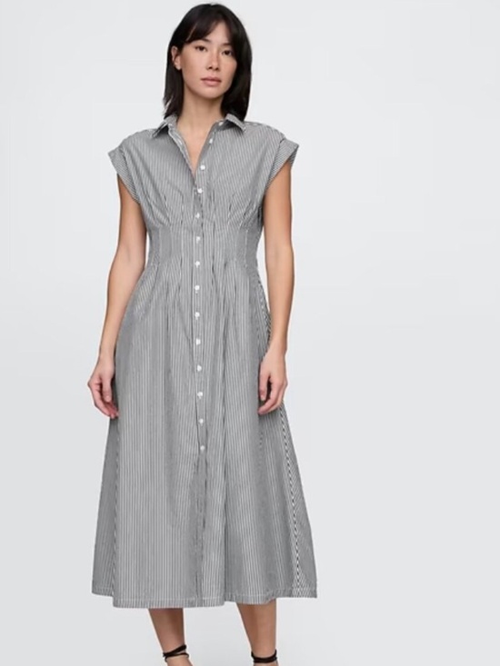 GAP Dresses & Skirts - GAP Poplin Midi Shirtdress Striped 100% Cotton
